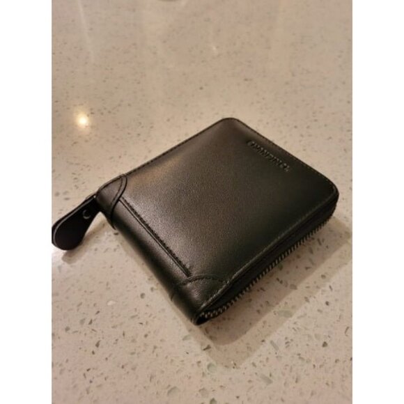 Mens Genuine Leather Zipper Wallet RFID Secure Large Capacity Double Fold - Picture 3 of 3